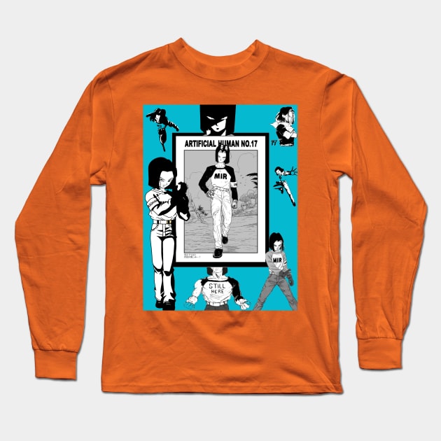 Android 17 manga art Long Sleeve T-Shirt by Rose Howlett 